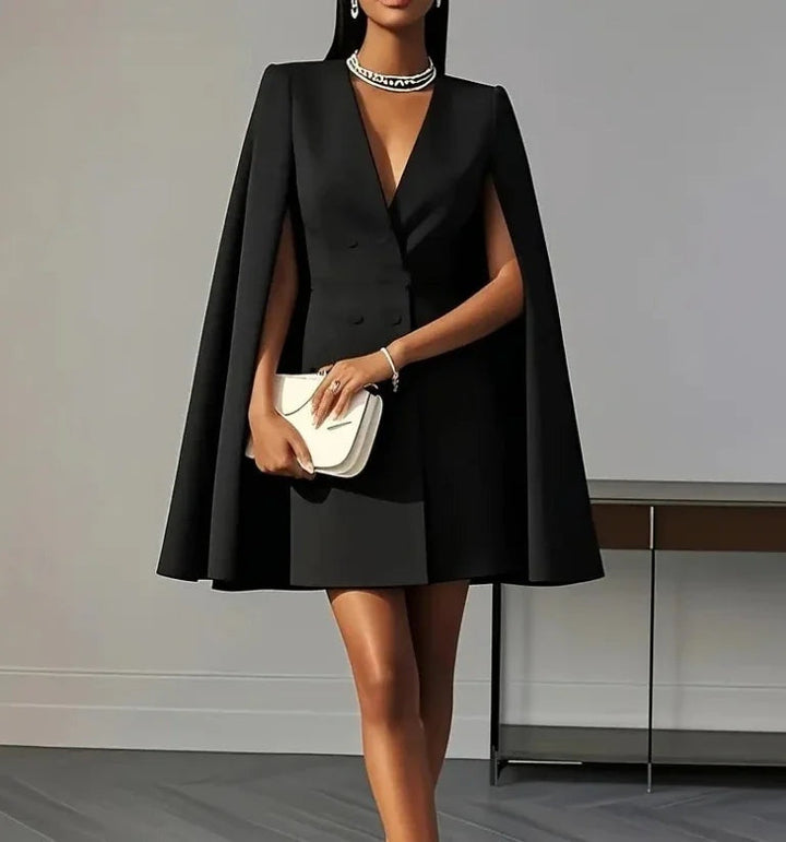Raquel | Vestido Blazer Corto Manga Capa Mujer Escote V Doble Botonadura