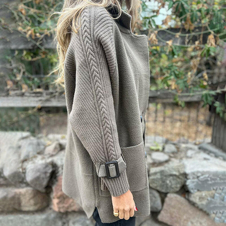 Elara Elegante Midi Abrigo Estilo y Clase Damas