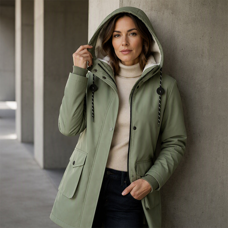 Abrigo de Dama Cálido con Capucha — Parka Cómoda de Otoño