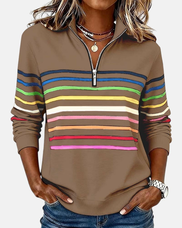 Isabel | Sudadera de Rayas Mujer Cuello Cremallera Manga Larga