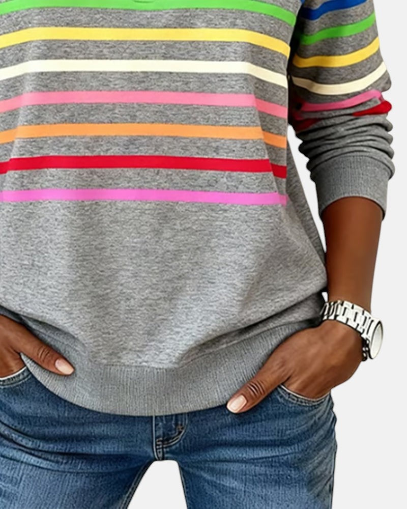 Isabel | Sudadera de Rayas Mujer Cuello Cremallera Manga Larga
