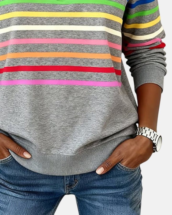 Isabel | Sudadera de Rayas Mujer Cuello Cremallera Manga Larga