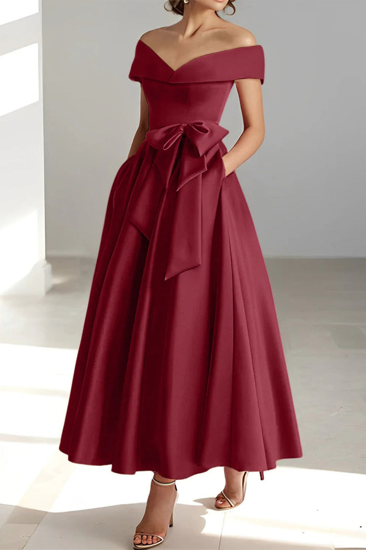 Esperanza | Vestido de Dama de Honor Hombros Descubiertos Mujer Cinturón