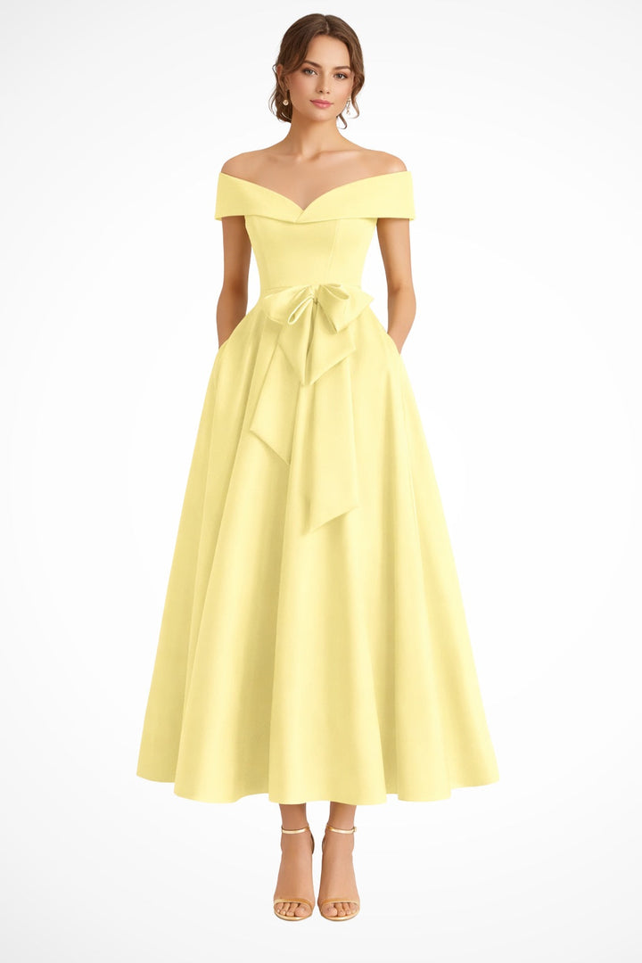 Esperanza | Vestido de Dama de Honor Hombros Descubiertos Mujer Cinturón
