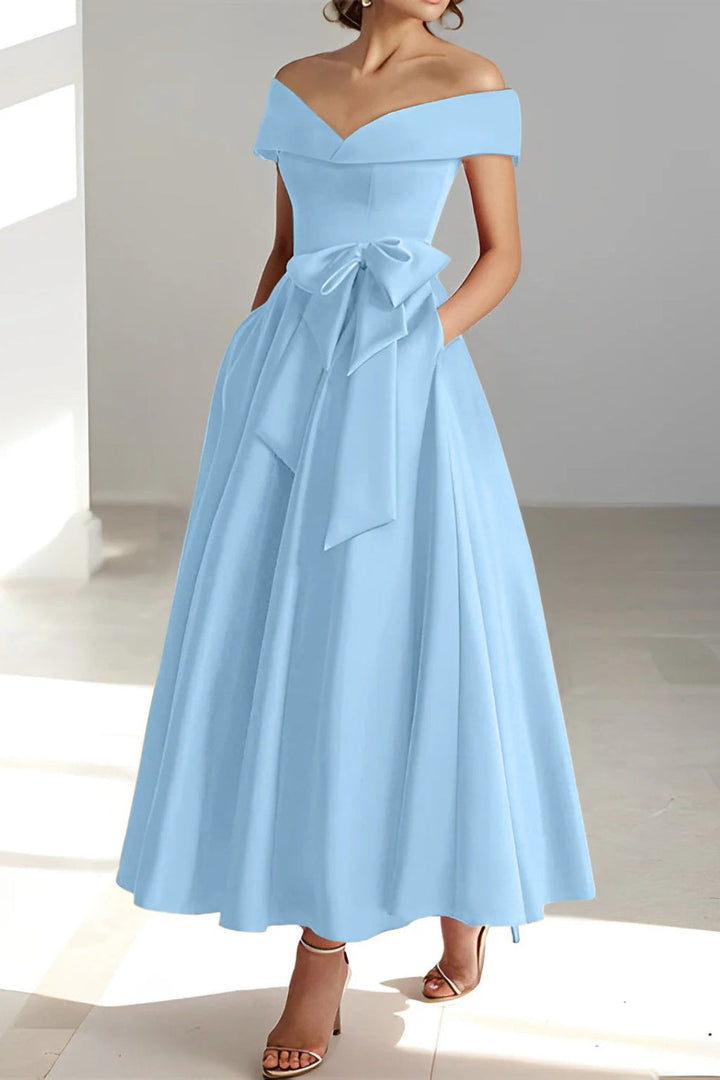 Esperanza | Vestido de Dama de Honor Hombros Descubiertos Mujer Cinturón