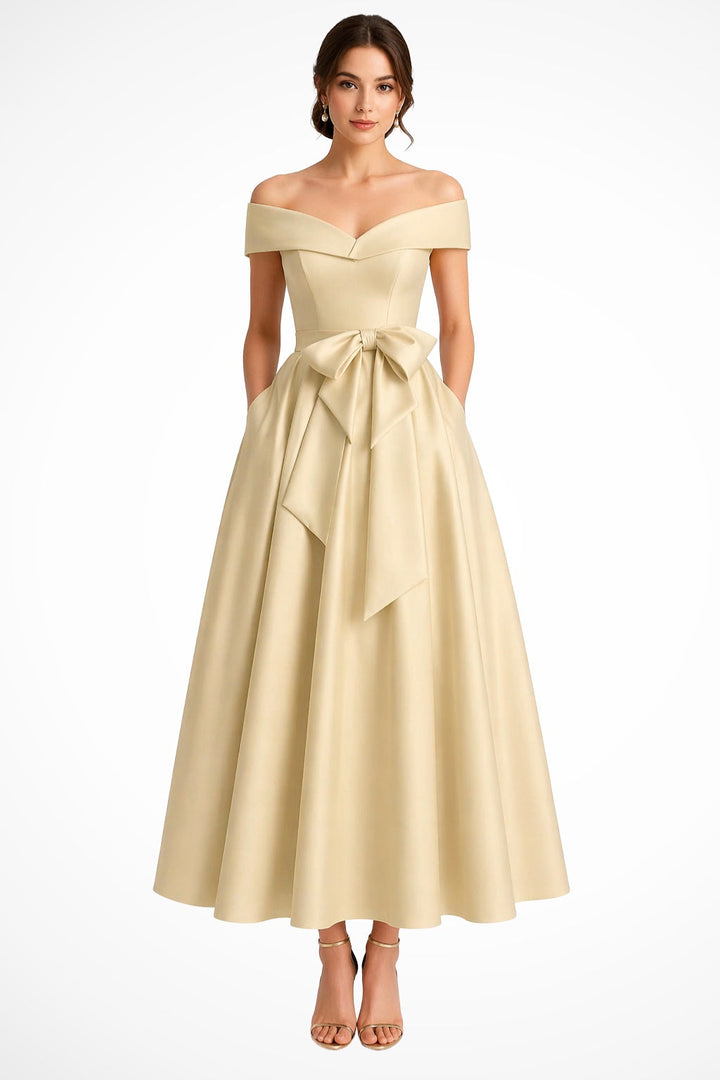 Esperanza | Vestido de Dama de Honor Hombros Descubiertos Mujer Cinturón
