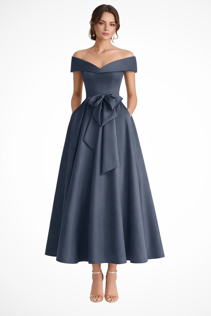 Esperanza | Vestido de Dama de Honor Hombros Descubiertos Mujer Cinturón