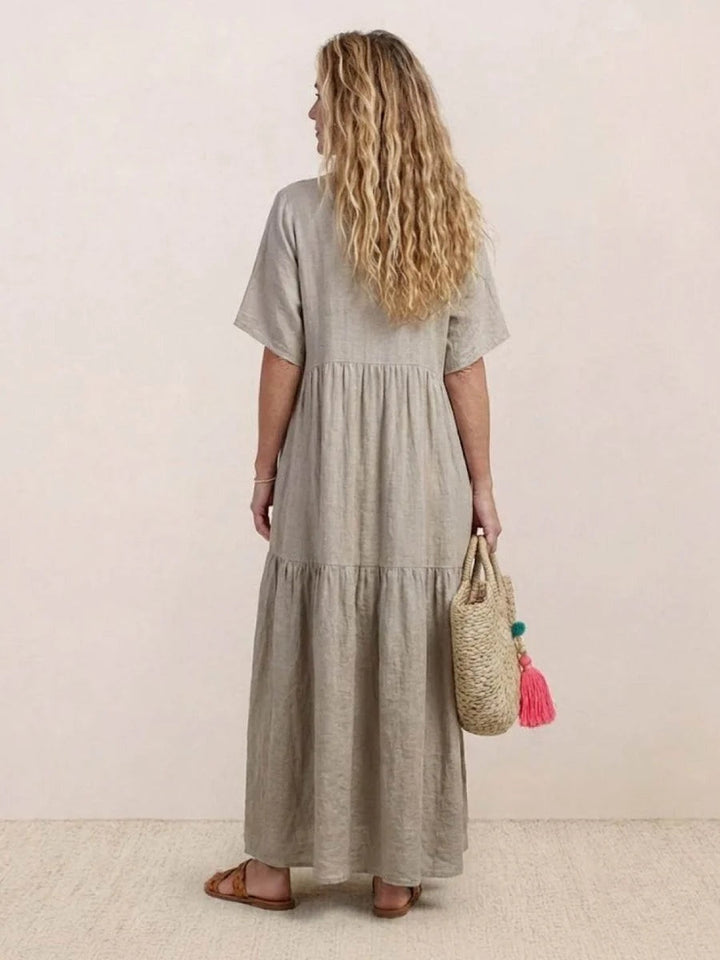 Esperanza | Vestido Largo de Fiesta Mujer Escote V Volantes