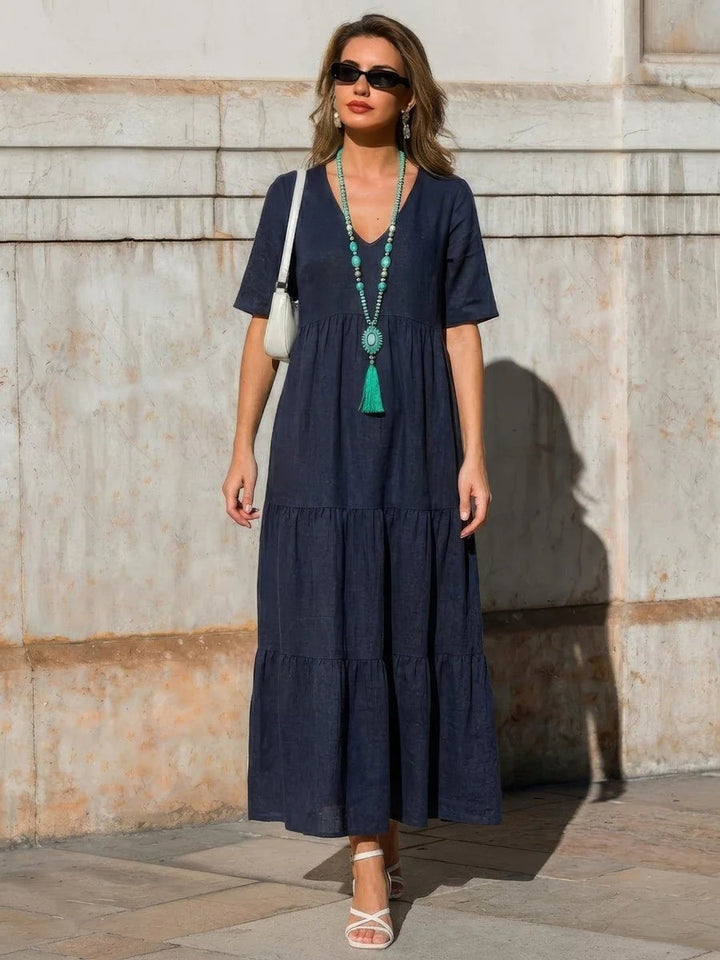 Esperanza | Vestido Largo de Fiesta Mujer Escote V Volantes