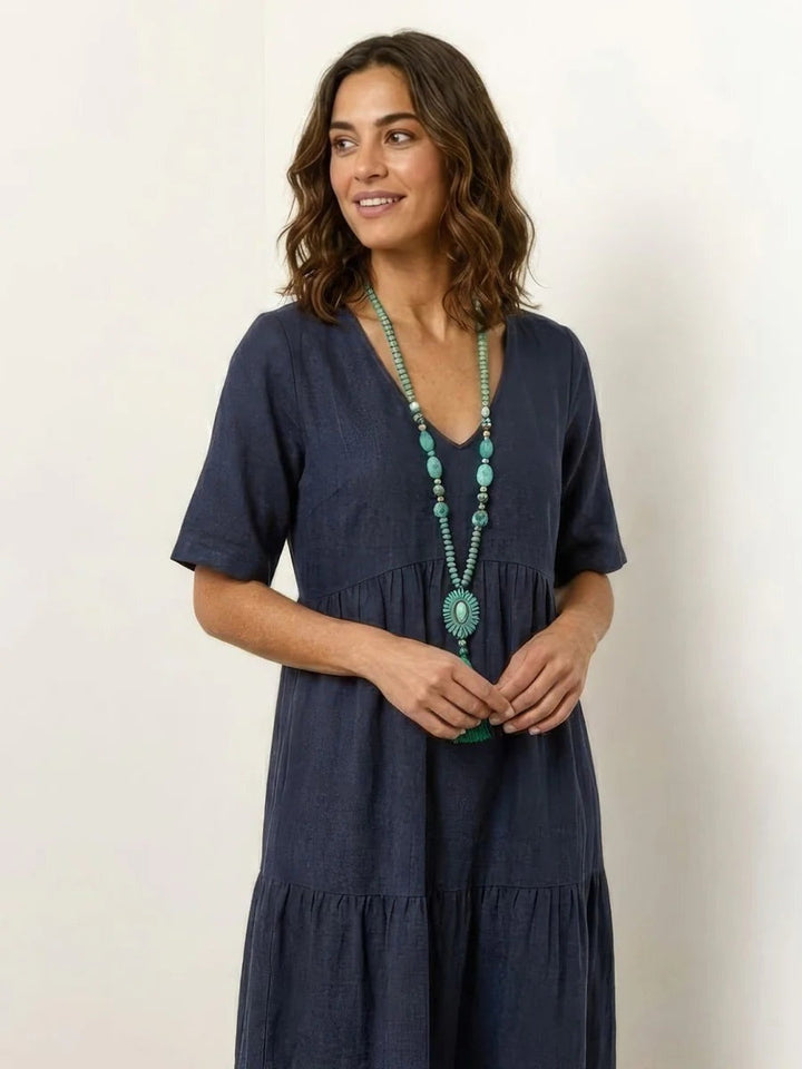Esperanza | Vestido Largo de Fiesta Mujer Escote V Volantes