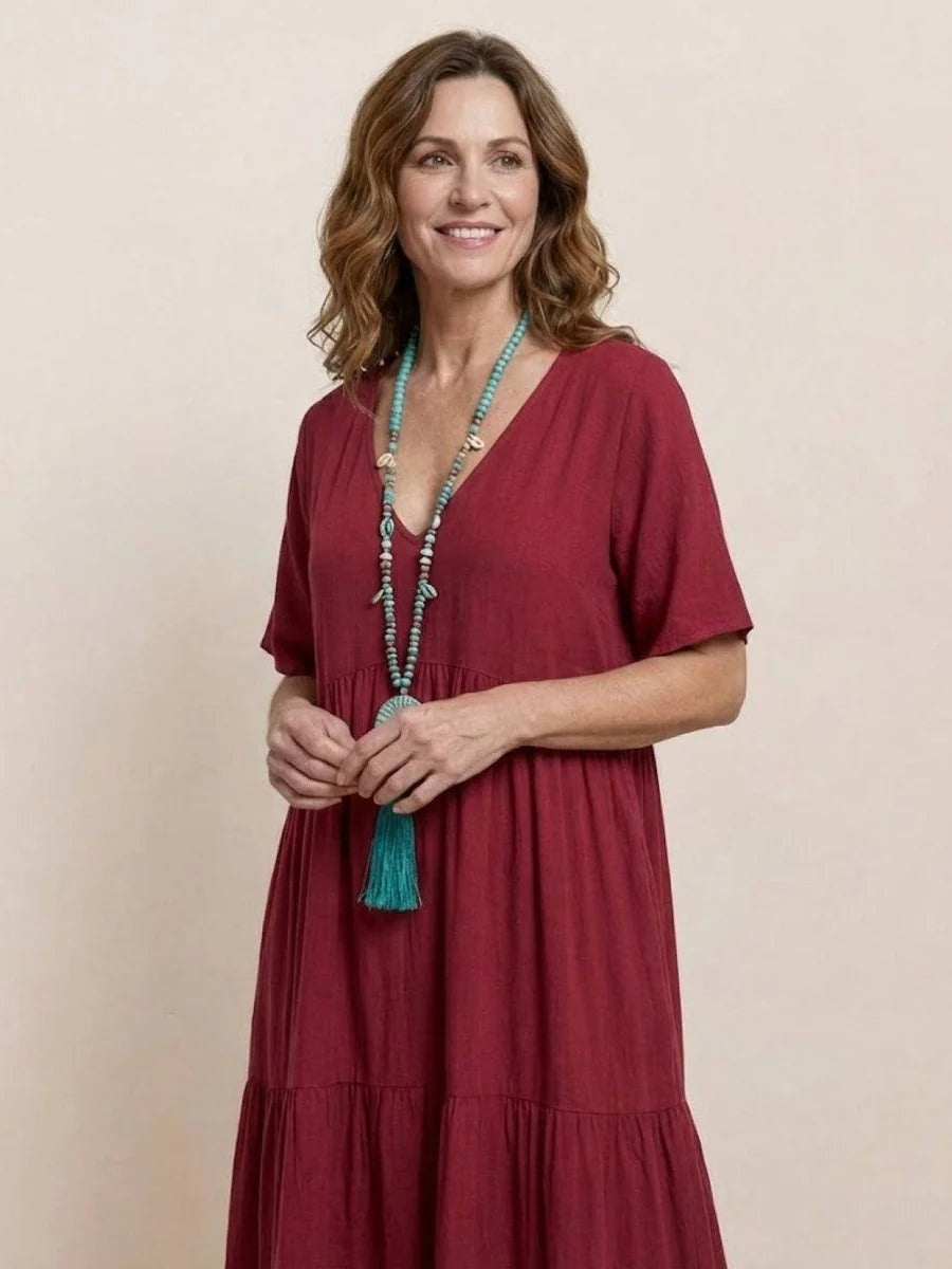 Esperanza | Vestido Largo de Fiesta Mujer Escote V Volantes