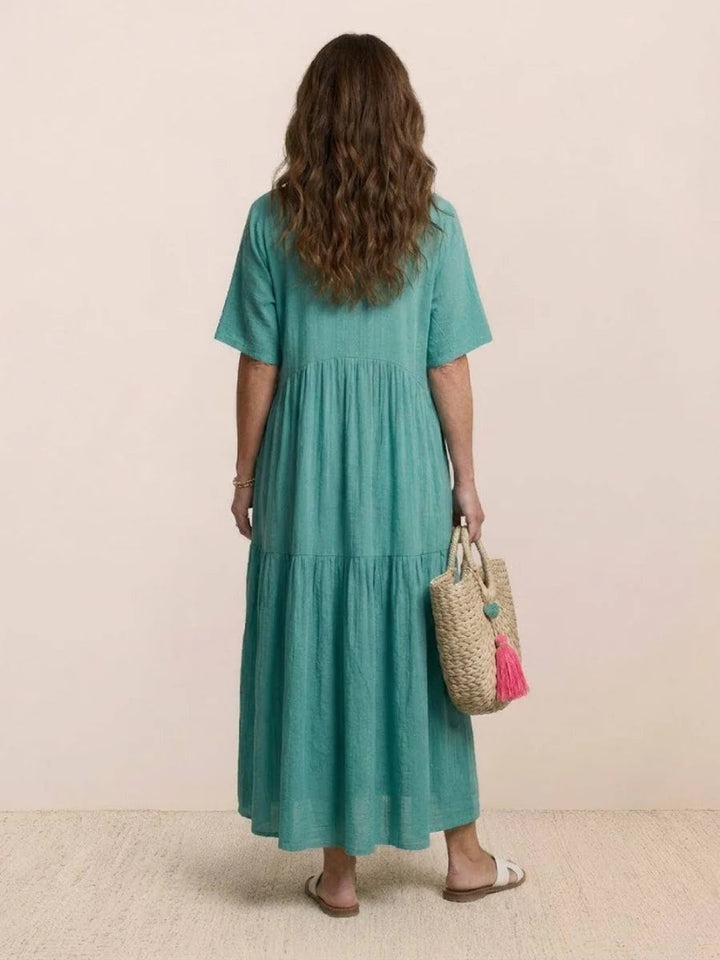 Esperanza | Vestido Largo de Fiesta Mujer Escote V Volantes