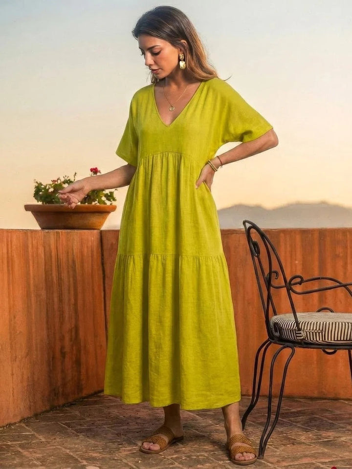 Esperanza | Vestido Largo de Fiesta Mujer Escote V Volantes