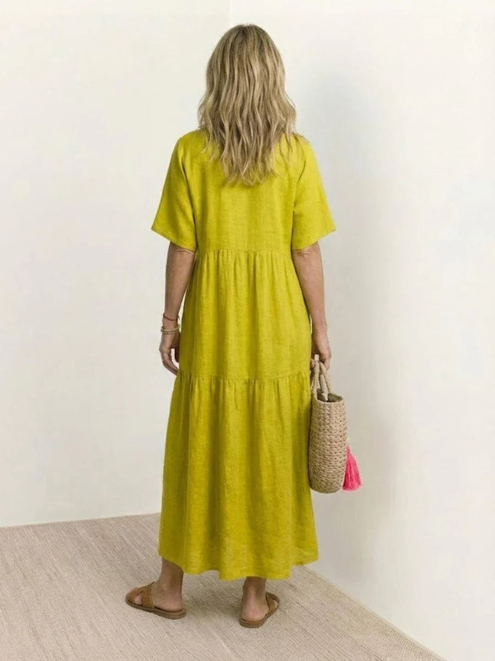Esperanza | Vestido Largo de Fiesta Mujer Escote V Volantes