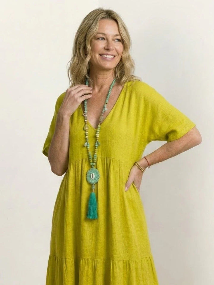Esperanza | Vestido Largo de Fiesta Mujer Escote V Volantes