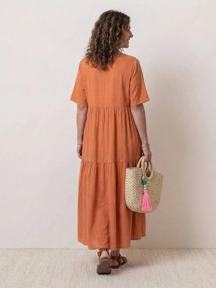 Esperanza | Vestido Largo de Fiesta Mujer Escote V Volantes