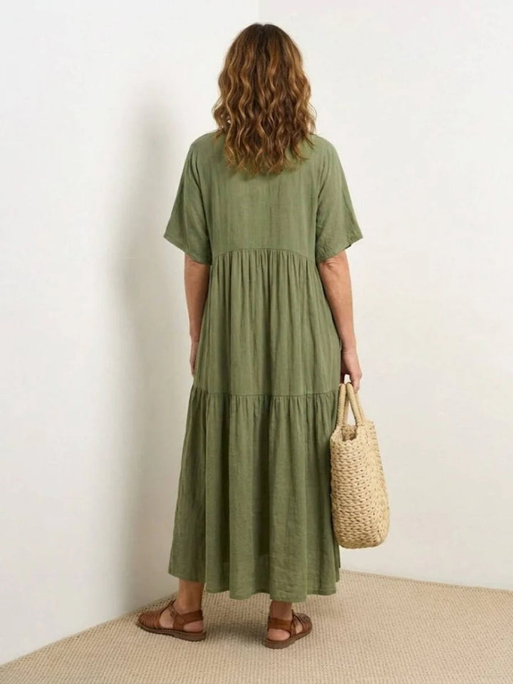 Esperanza | Vestido Largo de Fiesta Mujer Escote V Volantes