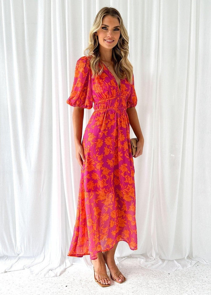 Marisol | Vestido Largo de Invitada de Boda Estampado Mujer Escote V