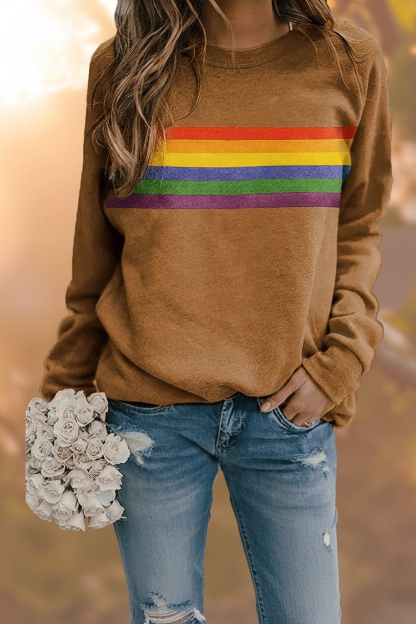 Yolanda | Sudadera Oversize Mujer Estampado Rayas Arcoíris
